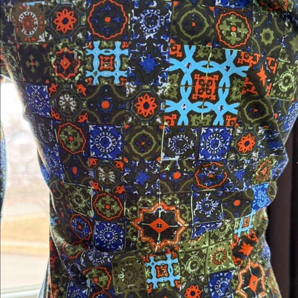 LuLaRoe Mosaic-Print Midi Dress in Black, Blue and Green